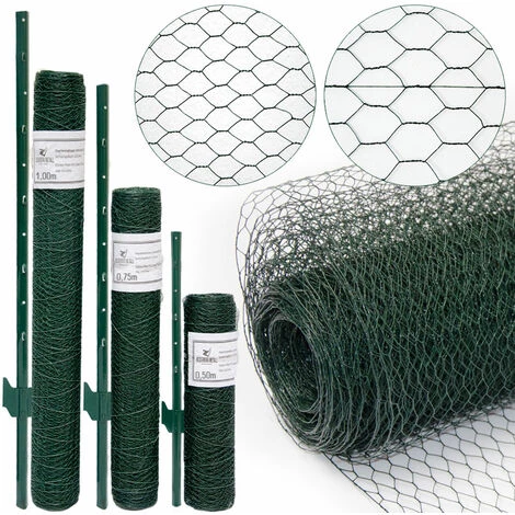 NIEDERBERG METALL Grillage à Mailles Hexagonales + Poteaux | Rouleau De 15m | Hauteur 1m | Maillage 13x13mm | Incl 12 Poteaux 140cm De Haut | Grillage Métallique Avec Revêtement En PVC Vert | Idéal Pour Animaux Et Plantes 1 NIEDERBERG METALL Grillage à Mailles Hexagonales + Poteaux | Rouleau De 15m | Hauteur 1m | Maillage 13x13mm | Incl 12 Poteaux 140cm De Haut | Grillage Métallique Avec Revêtement En PVC Vert | Idéal Pour Animaux Et Plantes