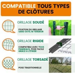 YOUSTEEL Poteau Universel De Clôture Acier Vert 6005 | Dimension: 1000 Mm Longueur -Grillage et accessoire Soldes 13106358 3