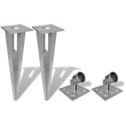 VIDAXL Support Pour Jambe De Force à Enfoncer (2 Kits) - Argent