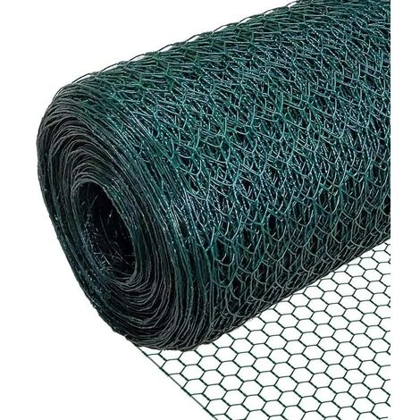 VOUNOT Grillage A Poule Avec Fils 13mm En PVC Gaine Vert 1x25M 1 VOUNOT Grillage A Poule Avec Fils 13mm En PVC Gaine Vert 1x25M