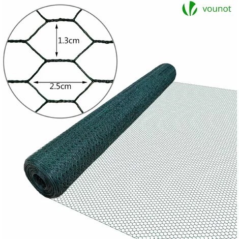 VOUNOT Grillage A Poule Avec Fils 13mm En PVC Gaine Vert 1x25M 2 VOUNOT Grillage A Poule Avec Fils 13mm En PVC Gaine Vert 1x25M – Image 2