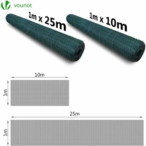 VOUNOT Grillage A Poule Avec Fils 13mm En PVC Gaine Vert 1x25M 5 VOUNOT Grillage A Poule Avec Fils 13mm En PVC Gaine Vert 1x25M – Image 5
