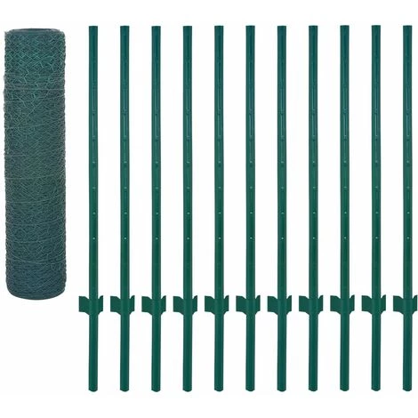 Clôture En Grillage Métallique Avec Poteaux Acier 25x0,5 M Vert VidaXL 3 Clôture En Grillage Métallique Avec Poteaux Acier 25x0,5 M Vert VidaXL – Image 3