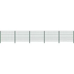 VidaXL Panneau De Clôture Avec Poteaux Fer 8,5 X 1,2 M Vert - Vert
