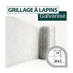 CLOTURE & JARDIN Grillage Soudé Galvanisé - Maille Carrée 13mm - Longueur 5m - 0,50 Mètre - Galvanisé