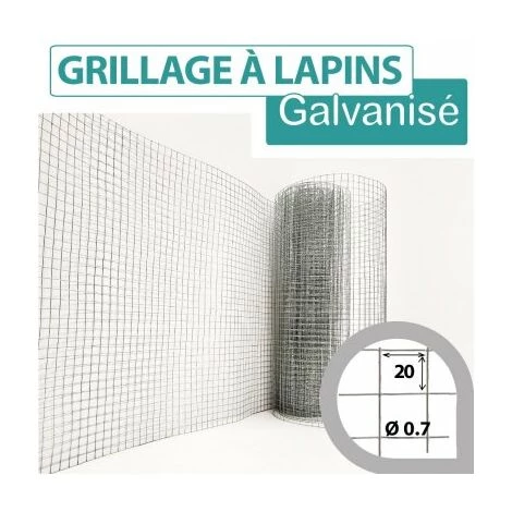 CLOTURE & JARDIN Grillage Soudé Galvanisé - Maille Carrée 20mm - Longueur 5m - 0,50 Mètre - Galvanisé 1 CLOTURE & JARDIN Grillage Soudé Galvanisé - Maille Carrée 20mm - Longueur 5m - 0,50 Mètre - Galvanisé