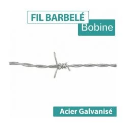 CLOTURE & JARDIN Fil Barbelé - Acier Doux - 100 Mètres