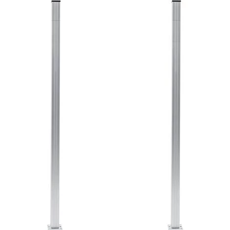 VidaXL Poteaux De Clôture 2 Pcs Aluminium 185 Cm - Argent 2 VidaXL Poteaux De Clôture 2 Pcs Aluminium 185 Cm - Argent – Image 2