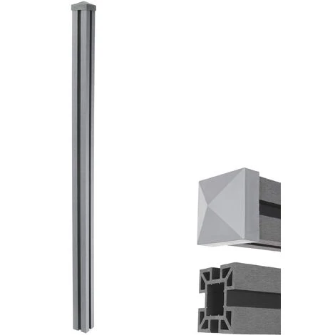 HHG Poteau En WPC Pour Clôture Sarthe En WPC, Pilier, Système De Connexion 1,88 ~ Gris 2 HHG Poteau En WPC Pour Clôture Sarthe En WPC, Pilier, Système De Connexion 1,88 ~ Gris – Image 2