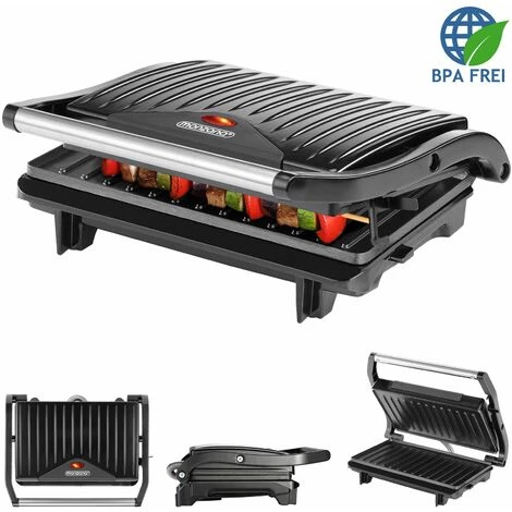 MONZANA Grill électrique Multifonction Grille-viande Presse à Paninis Appareil à Sandwich Barbecue De Table 28x22x9cm 750W 2 MONZANA Grill électrique Multifonction Grille-viande Presse à Paninis Appareil à Sandwich Barbecue De Table 28x22x9cm 750W – Image 2