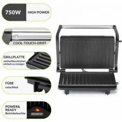 MONZANA Grill électrique Multifonction Grille-viande Presse à Paninis Appareil à Sandwich Barbecue De Table 28x22x9cm 750W 7 MONZANA Grill électrique Multifonction Grille-viande Presse à Paninis Appareil à Sandwich Barbecue De Table 28x22x9cm 750W -Grillage et accessoire Soldes 19795915 3
