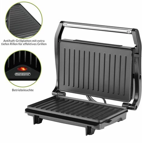 MONZANA Grill électrique Multifonction Grille-viande Presse à Paninis Appareil à Sandwich Barbecue De Table 28x22x9cm 750W 5 MONZANA Grill électrique Multifonction Grille-viande Presse à Paninis Appareil à Sandwich Barbecue De Table 28x22x9cm 750W – Image 5