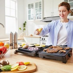 MONZANA Grill électrique Multifonction Avec Thermostat Grille-viande Presse à Paninis Sandwich Plancha Barbecue De Table 34x33,5x13cm 2200W -Grillage et accessoire Soldes 19809373 3