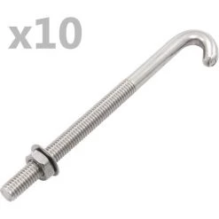 Topdeal Jeu De 25 Boulons En J Ancrés Avec écrou Et Rondelle M8x120 Mm