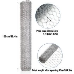 UNHO Grillage à Poule 1m X 25m Grillage Clôture Rigide Pour Jardin Poulailler Voliere Clapier Maille Pour Enclos D’Animaux Plantes -Grillage et accessoire Soldes 24075287 4