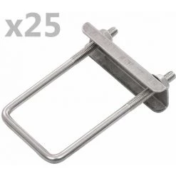 Hommoo Ensemble De 25 Connecteurs En U Pour Poteau De Cloture 60x40 Mm HDV06037