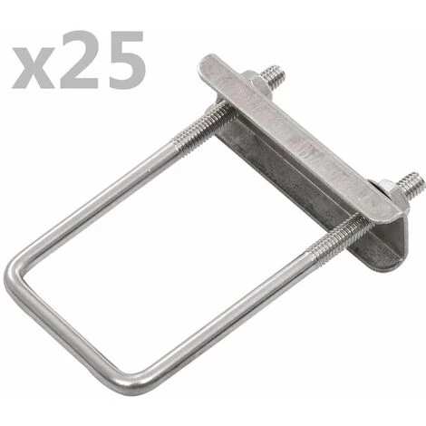 Hommoo Ensemble De 25 Connecteurs En U Pour Poteau De Cloture 60x40 Mm HDV06037 1 Hommoo Ensemble De 25 Connecteurs En U Pour Poteau De Cloture 60x40 Mm HDV06037