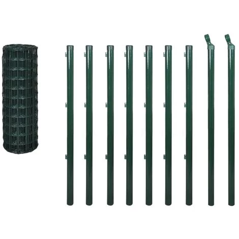 TRUE DEAL Clôture Euro Acier 10 X 0,8 M Vert 2 TRUE DEAL Clôture Euro Acier 10 X 0,8 M Vert – Image 2