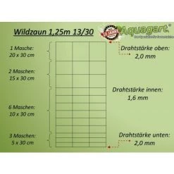 AQUAGART 50 M Clôture De Protection Contre La Faune Sauvage, Clôture Forestière, Grillage Noué 125/13/30 + Poteaux + Fil De Tension 9 AQUAGART 50 M Clôture De Protection Contre La Faune Sauvage, Clôture Forestière, Grillage Noué 125/13/30 + Poteaux + Fil De Tension -Grillage et accessoire Soldes 27075102 5
