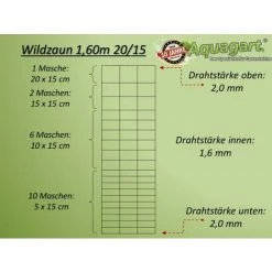 AQUAGART 50 M Clôture De Protection Contre La Faune Sauvage, Clôture Forestière 160/20/15 + Poteaux De Clôture à Profil En Z -Grillage et accessoire Soldes 27075110 4