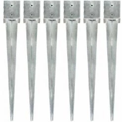 YOUTHUP Piquets Au Sol 6 Pcs Argenté 12x12x89 Cm Acier Galvanisé