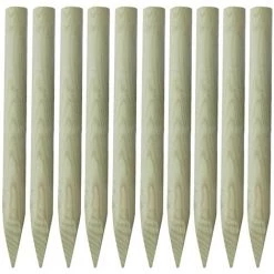 TRUE DEAL Poteaux De Clôture 10 Pcs Bois 100 Cm