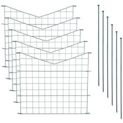 ESTEXO Clôture De Jardin Clôture étang 11 Pcs. X5 Feuilles De Fond Vert Métallique Arc Findérieur Pointu