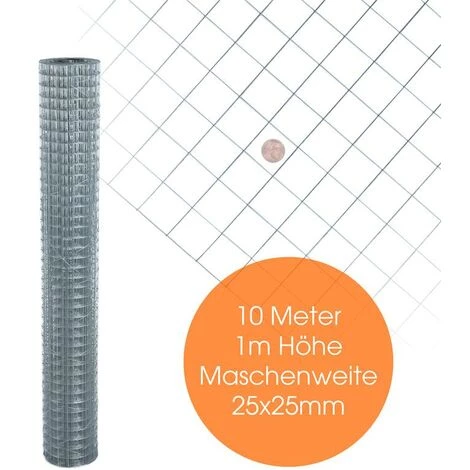 ESTEXO Fil De Fer Pour Grillage Clôture Grillage Soudé Grillage En Fil De Fer à 4 Coins 10 Mètre / 25 X 25 Mm 1 ESTEXO Fil De Fer Pour Grillage Clôture Grillage Soudé Grillage En Fil De Fer à 4 Coins 10 Mètre / 25 X 25 Mm
