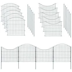 ESTEXO Set De Clôture Clôture De Jardin Clôture Grillagée En Métal 10 éléments