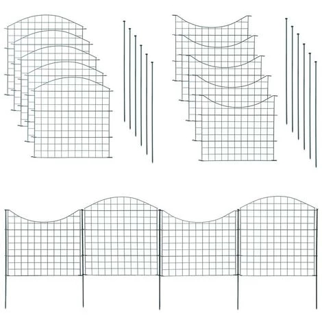 ESTEXO Set De Clôture Clôture De Jardin Clôture Grillagée En Métal 10 éléments 1 ESTEXO Set De Clôture Clôture De Jardin Clôture Grillagée En Métal 10 éléments