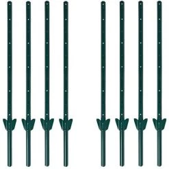 ESTEXO Poteau De Clôture Ancrage De Clôture Ancrage De Sol 157 Cm, Lot De 8 Vert