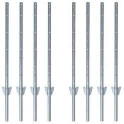 ESTEXO Poteau De Clôture Ancrage De Clôture Ancrage De Sol 187 Cm, Lot De 8 Gris