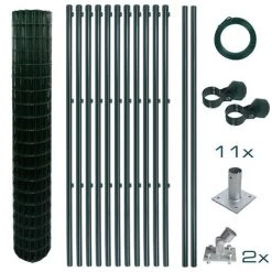ESTEXO Ensemble Complet De Clôture En Treillis Soudé Ensemble De Clôture De 1,50 X 25 M