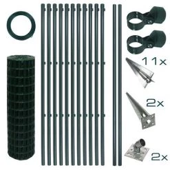 ESTEXO Ensemble Complet De Clôture En Treillis Soudé Ensemble De Clôture De 1,00 X 25 M