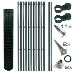 ESTEXO Ensemble Complet De Clôture En Treillis Soudé Ensemble De Clôture De 1,50 X 25 M