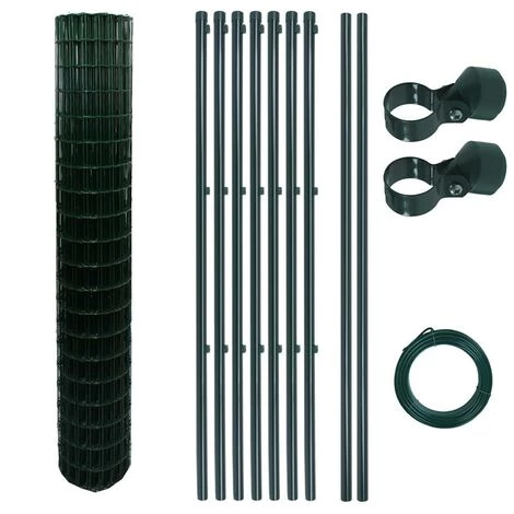 ESTEXO Ensemble Complet De Clôture En Treillis Soudé Ensemble De Clôture De 1,50 X 10 M 1 ESTEXO Ensemble Complet De Clôture En Treillis Soudé Ensemble De Clôture De 1,50 X 10 M