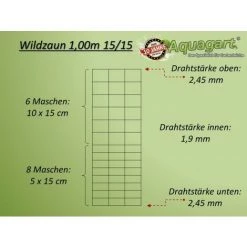 AQUAGART 50 M Clôture De Protection Contre La Faune Sauvage, Clôture Forestière, Grillage Noué, Clôture En Fil De Fer 100/15/15 Conception Robuste -Grillage et accessoire Soldes 29730958 5