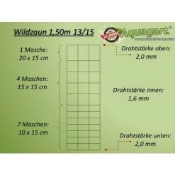 AQUAGART 150 M Clôture De Protection Contre La Faune Sauvage, Clôture Forestière, Grillage Noué, Clôture De Pâturage, Clôture En Fil De Fer 150/13/15 -Grillage et accessoire Soldes 29731810 5