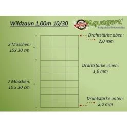 AQUAGART 250 M Clôture De Protection Contre La Faune Sauvage, Clôture Forestière, Grillage Noué 100/10/30 + Poteaux De Clôture à Profil En Z -Grillage et accessoire Soldes 29737646 3