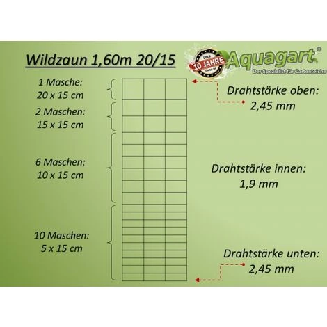 AQUAGART 250 M Clôture De Protection Contre La Faune Sauvage, Clôture Forestière, Clôture De Pâturage, Clôture En Fil De Fer 160/20/15, Conception Robuste 3 AQUAGART 250 M Clôture De Protection Contre La Faune Sauvage, Clôture Forestière, Clôture De Pâturage, Clôture En Fil De Fer 160/20/15, Conception Robuste – Image 3