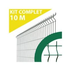 CLOTURE & JARDIN Kit Grillage Rigide Vert 10M - JARDIPREMIUM+ - Fil 4/5mm - 1,23 Mètre - Vert (RAL 6005)