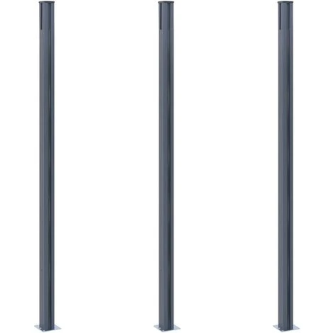 VidaXL Poteaux De Clôture 3 Pcs Gris Foncé 185 Cm Aluminium - Gris 3 VidaXL Poteaux De Clôture 3 Pcs Gris Foncé 185 Cm Aluminium - Gris – Image 3