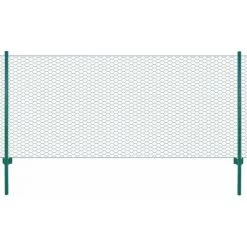 ASUPERMALL Cloture En Grillage Metallique Avec Poteaux Acier 25x0,5 M Vert