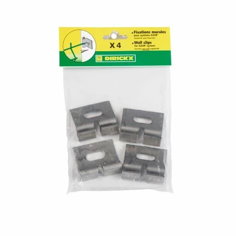 DIRICKX Lot De 4 Attaches Murales à Fixer Axor Gris Inox, H.2 X L.12 X P.9 Cm 1 DIRICKX Lot De 4 Attaches Murales à Fixer Axor Gris Inox, H.2 X L.12 X P.9 Cm