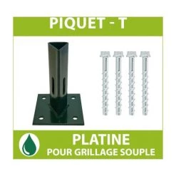 CLOTURE & JARDIN Kit Platine Pour Piquet T + 4 Vis Béton - Vert - Vert 6005