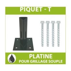 CLOTURE & JARDIN Kit Platine Pour Piquet T + 4 Vis Béton - Gris Anthracite - GRIS 7016