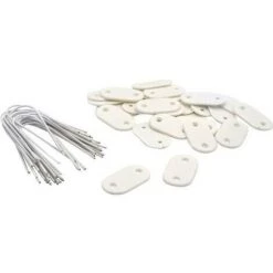 NATURE Set De 26 Fixations Pour Mailles - Ecrans Et Canisses Plastique - Blanc - (Attache + Brin 14 Cm Fil De Fer Plastifié)