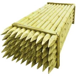 VidaXL Poteaux Pointus De Clôture 50 Pcs Bois Imprégné 10x240 Cm - Vert