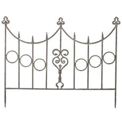 LA GRANDE PRAIRIE Barrière Jardin Fer Coeurs 73x90cm - Gris Patiné