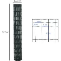 PawHut Grillage Rouleau Soudé - Grillage à Poule - Maille 5L X 10H Cm - Hauteur 1,22 M - Longueur 10 M - Acier Revêtement PVC Vert -Grillage et accessoire Soldes 51254847 3